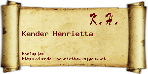 Kender Henrietta névjegykártya